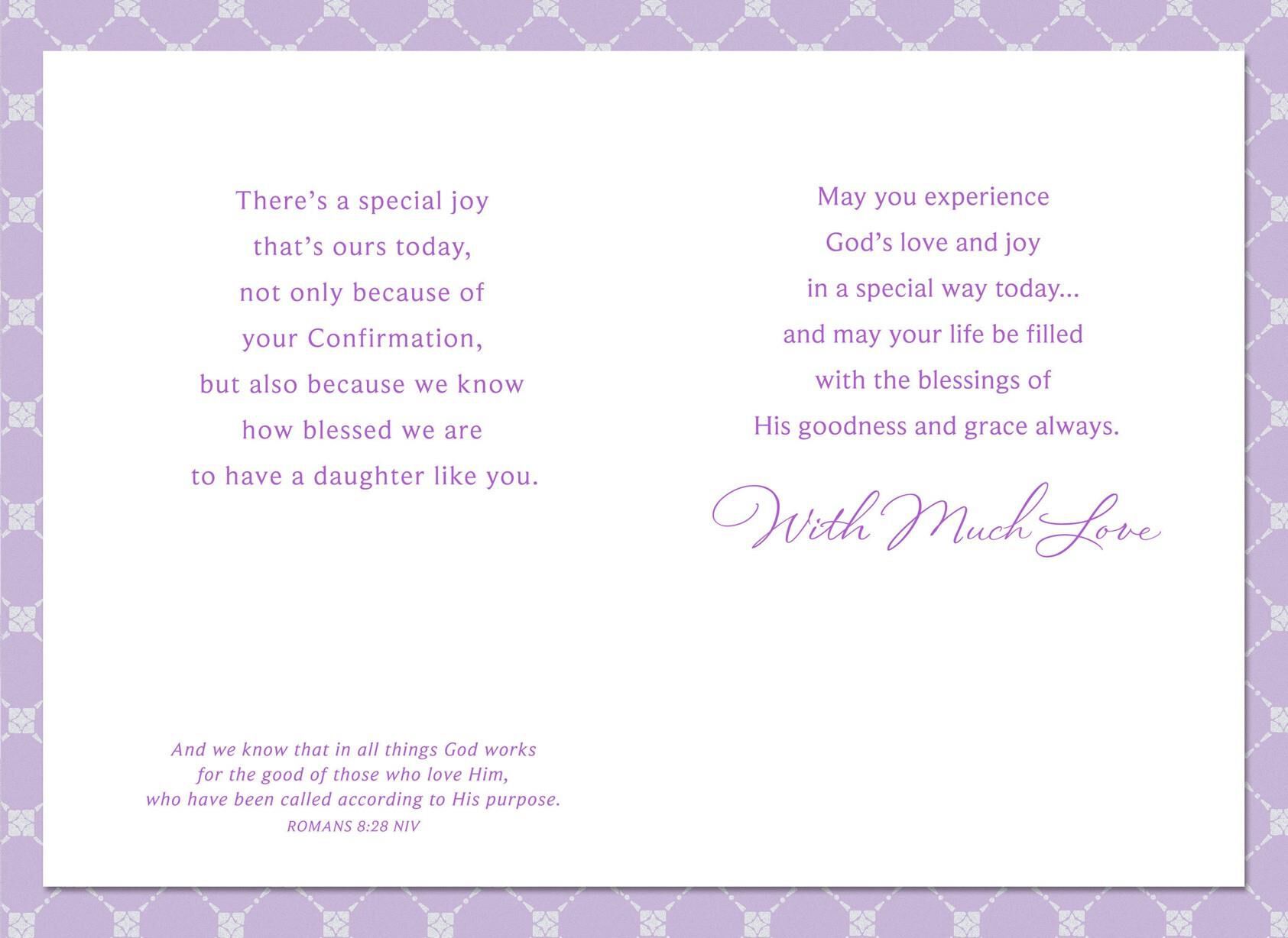 Purple With White Flowers Confirmation Card for Daughter