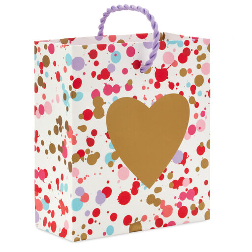 4.6" Gold Heart on Confetti Gift Card Holder Mini Bag, 