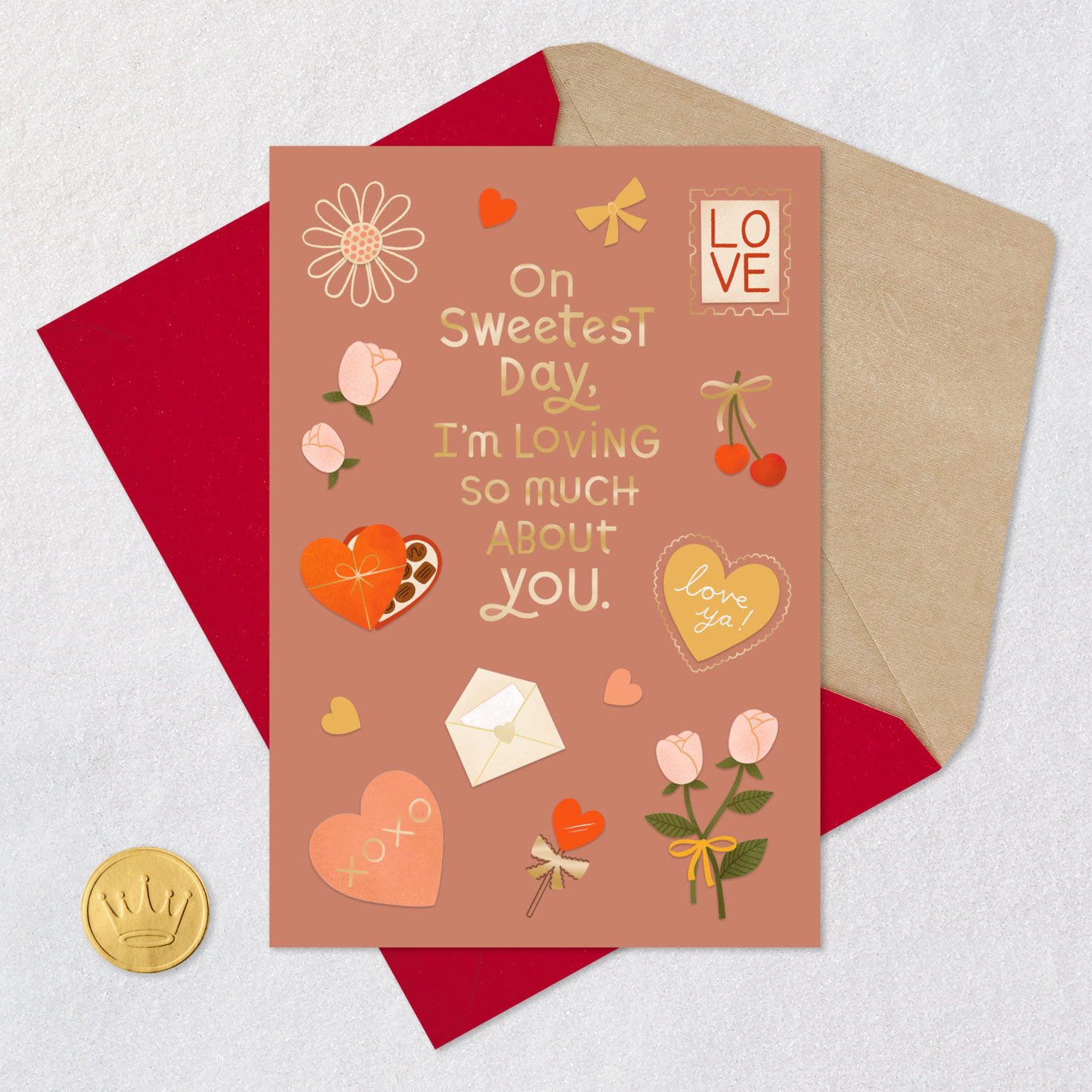 Romantic Icons Sweetest Day Card Card Front with Envelope and Gold Seal image number 6