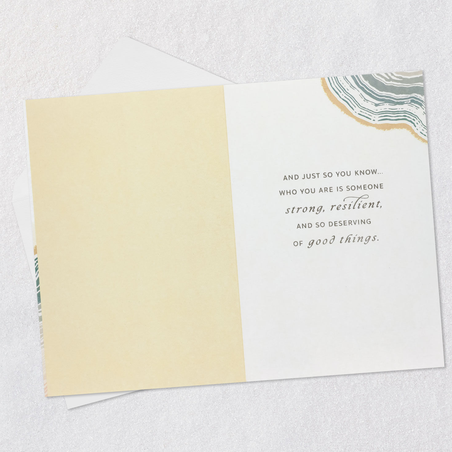 Gray and Peach Agate Support Card Open card with envelope image number 3
