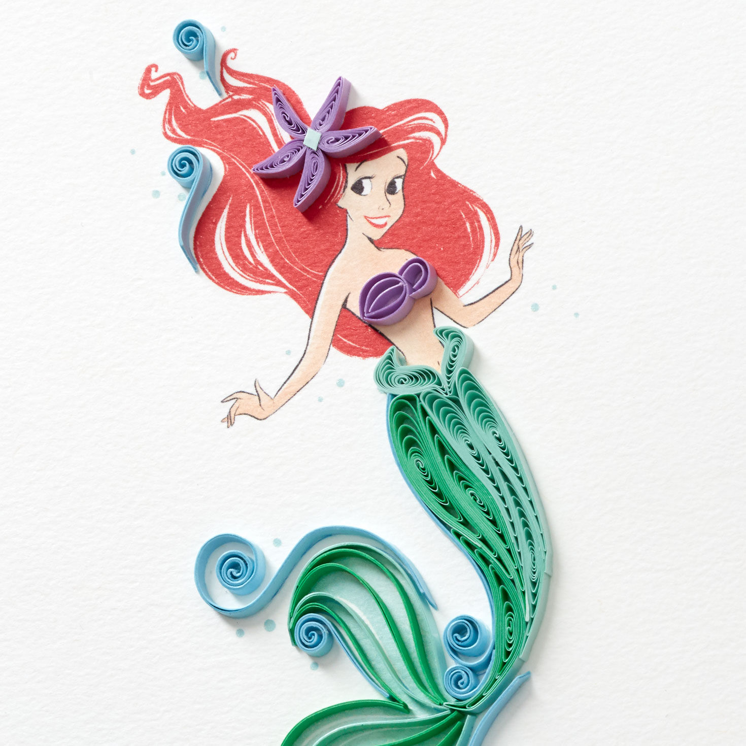 Quilled Paper Ariel Mermaid Birthday Card Card Front Detail image number 4