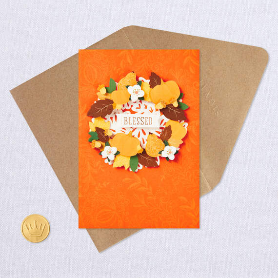Blessed Fall Wreath Thanksgiving Card, , large image number 5
