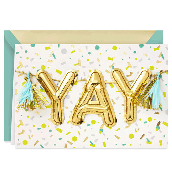 Yay Balloon Banner Graduation Card, , large image number 1
