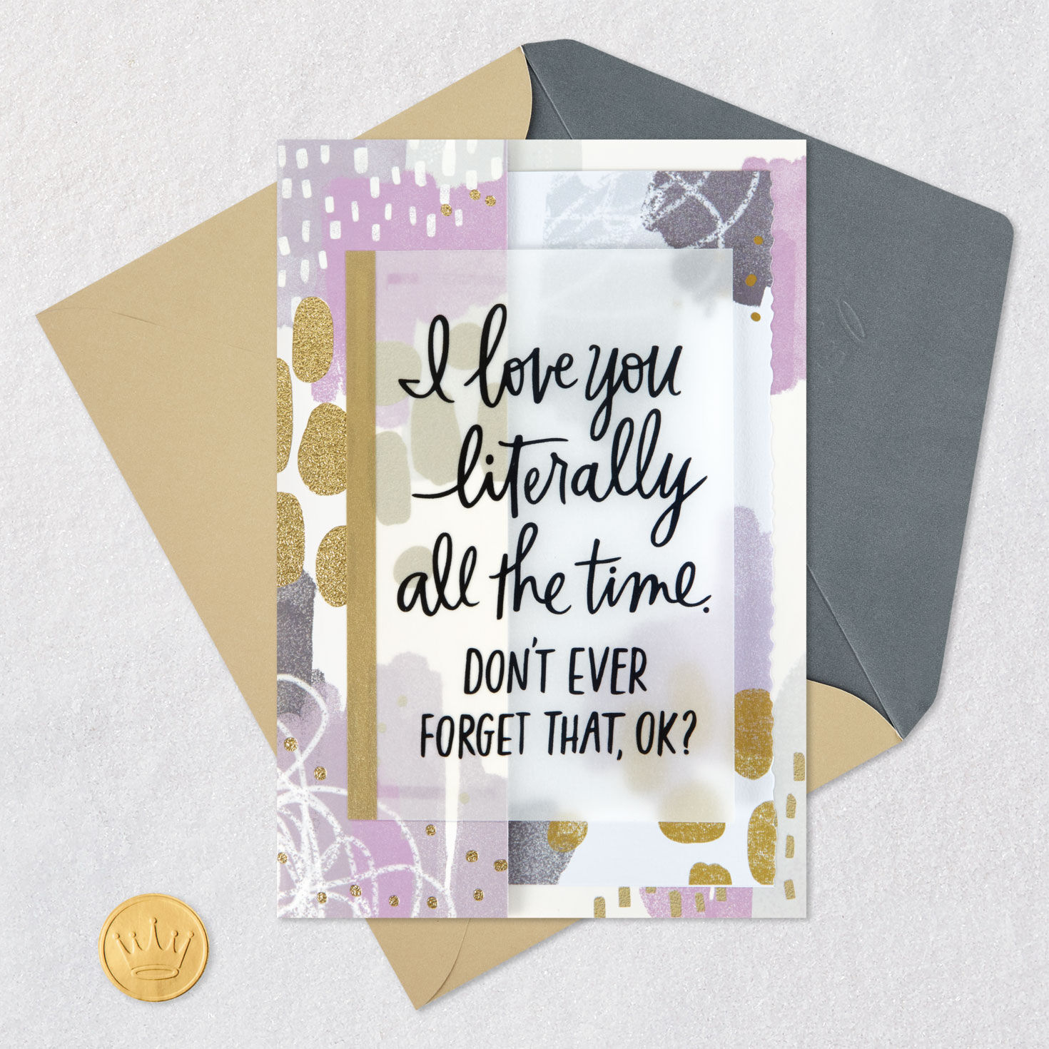 Abstract Shapes in Gold, Lavender and Gray Anniversary Card for Spouse  image number 6