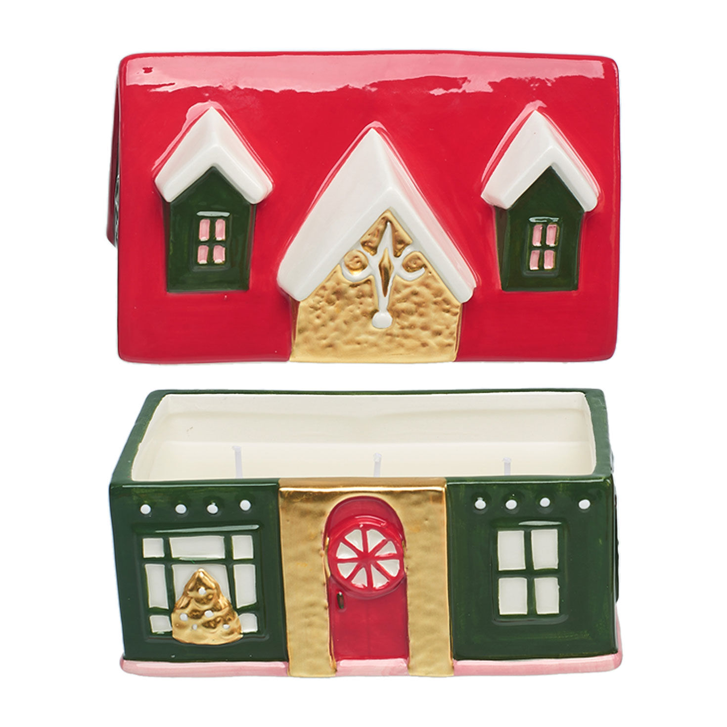 Jingle Berries & Juniper Ceramic Green House Candle top off image number 3