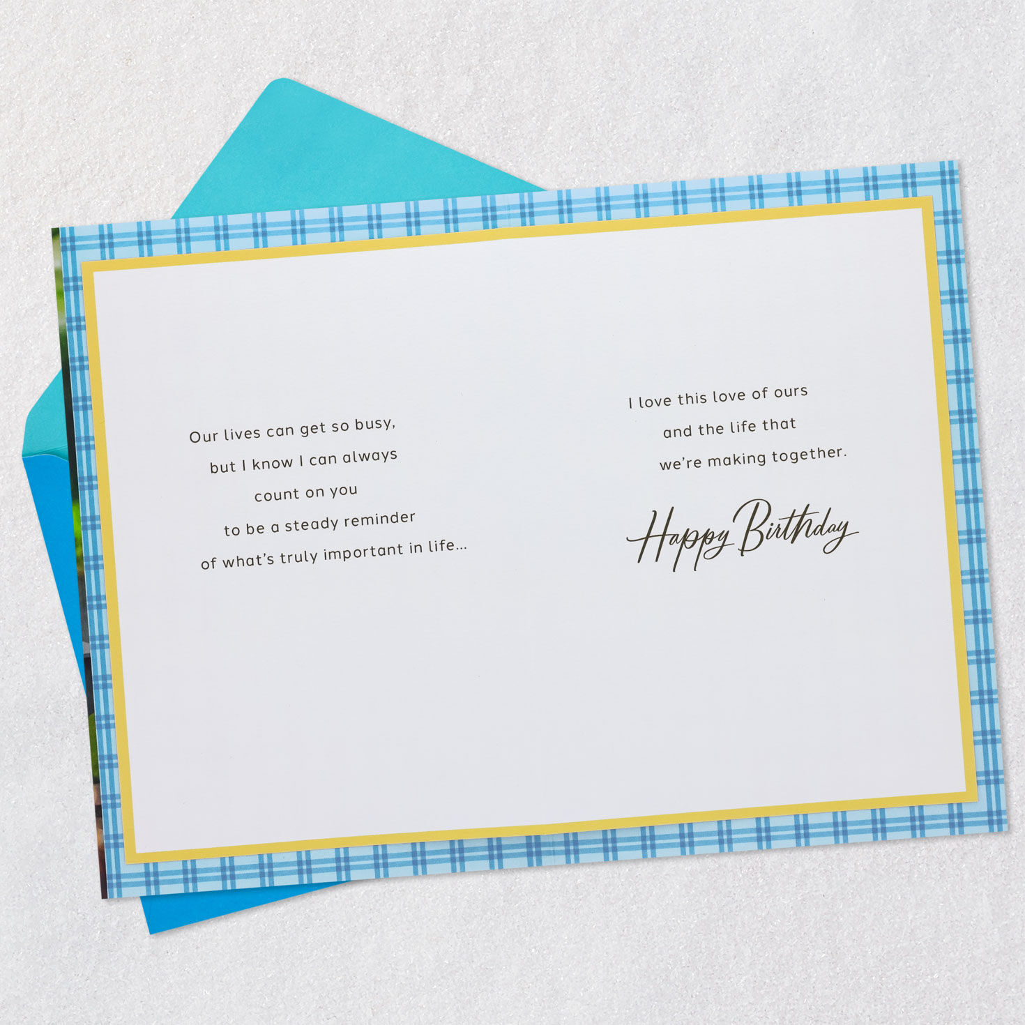 Deck Chairs and Fire Pit Husband Birthday Card Open card with envelope image number 4