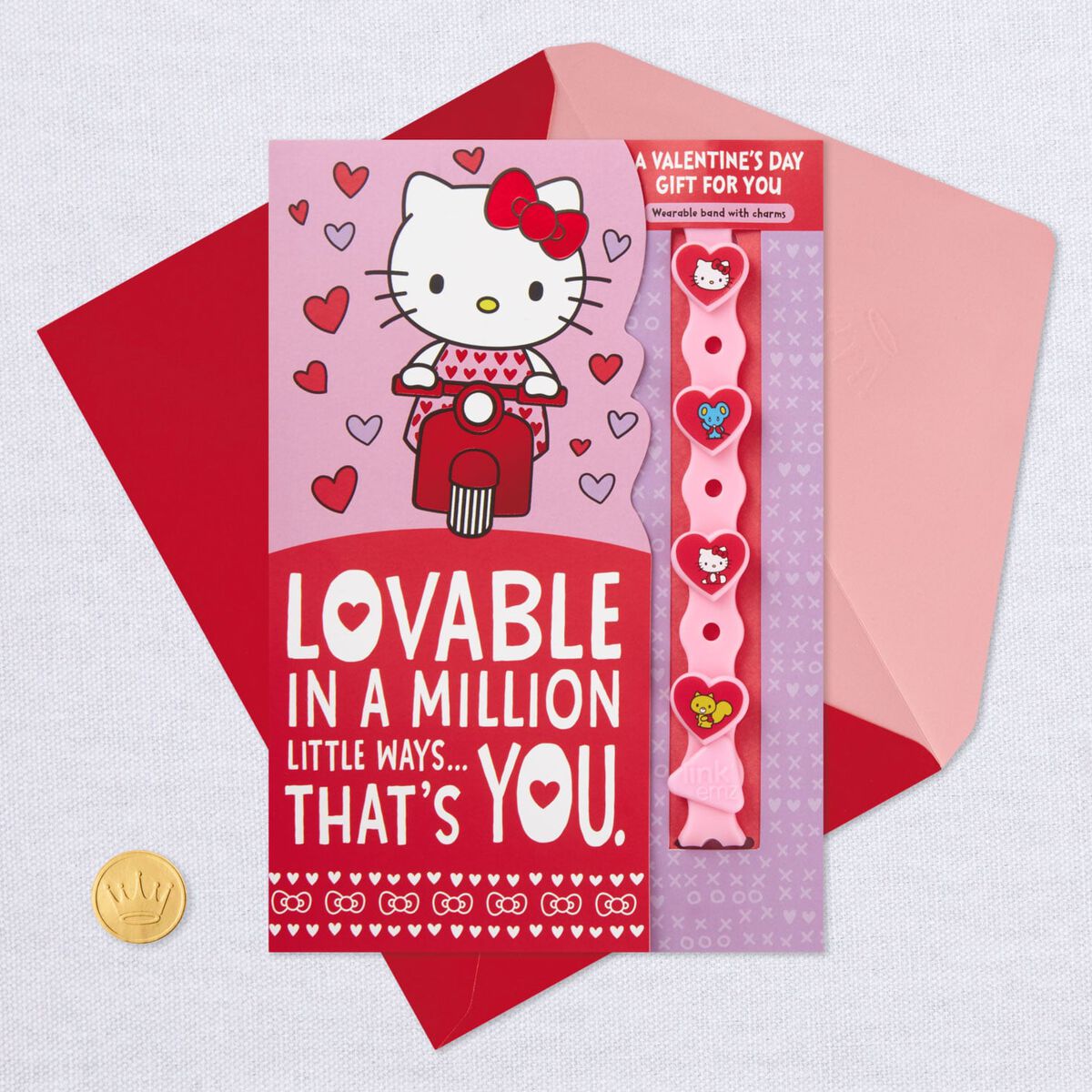 Hello Kitty® Lovable You Valentine's Day Card With Link'emz Wristband ...