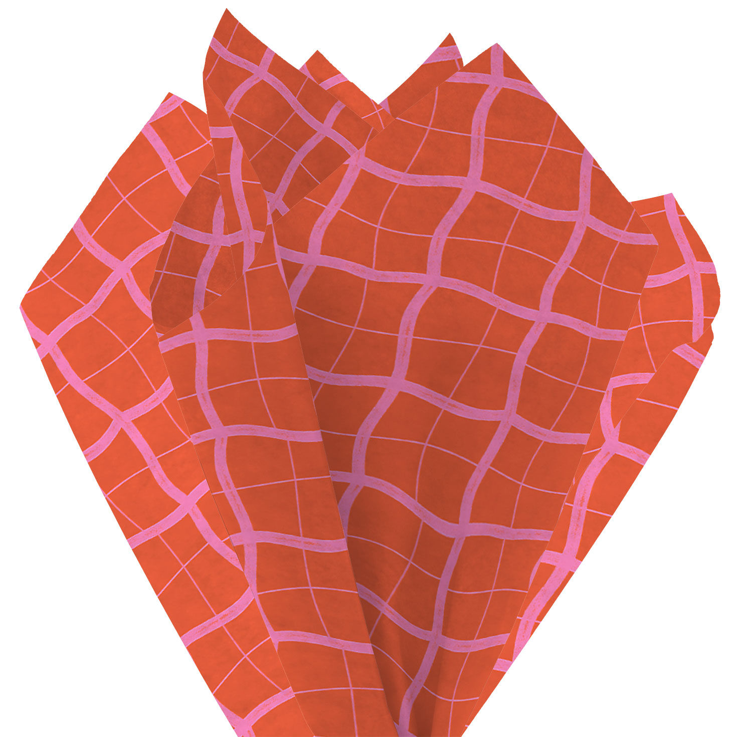 Pink and Red Plaid Tissue Paper With Stickers tissue fan image number 3