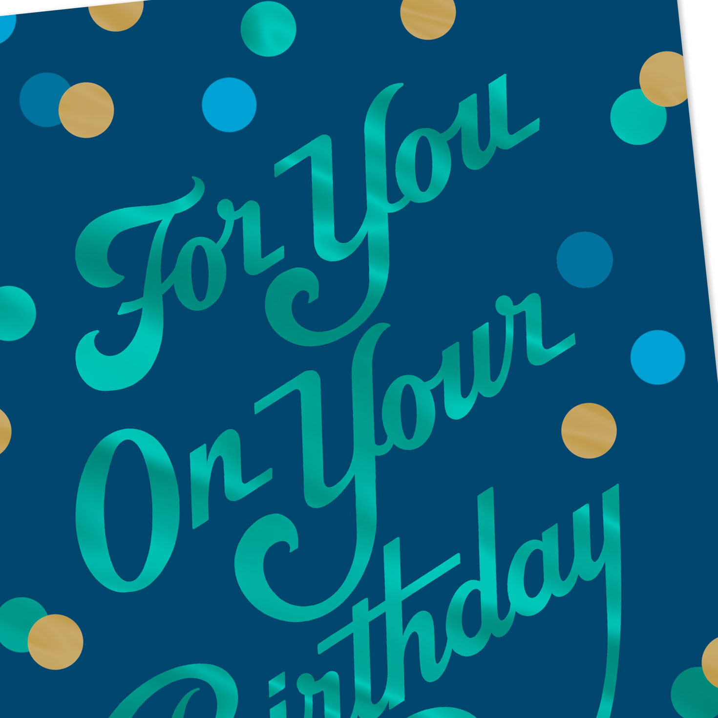 Turquoise, Blue and Gold Polka Dots Birthday Card Card Front Detail image number 4