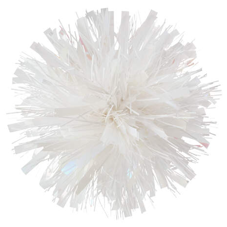 Iridescent and White Pom-Pom Gift Bow, 5.5", Iridescent & White, large