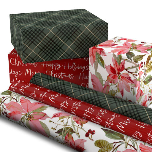 Homespun Charm 3-Pack Christmas Wrapping Paper, 75 sq. ft., 