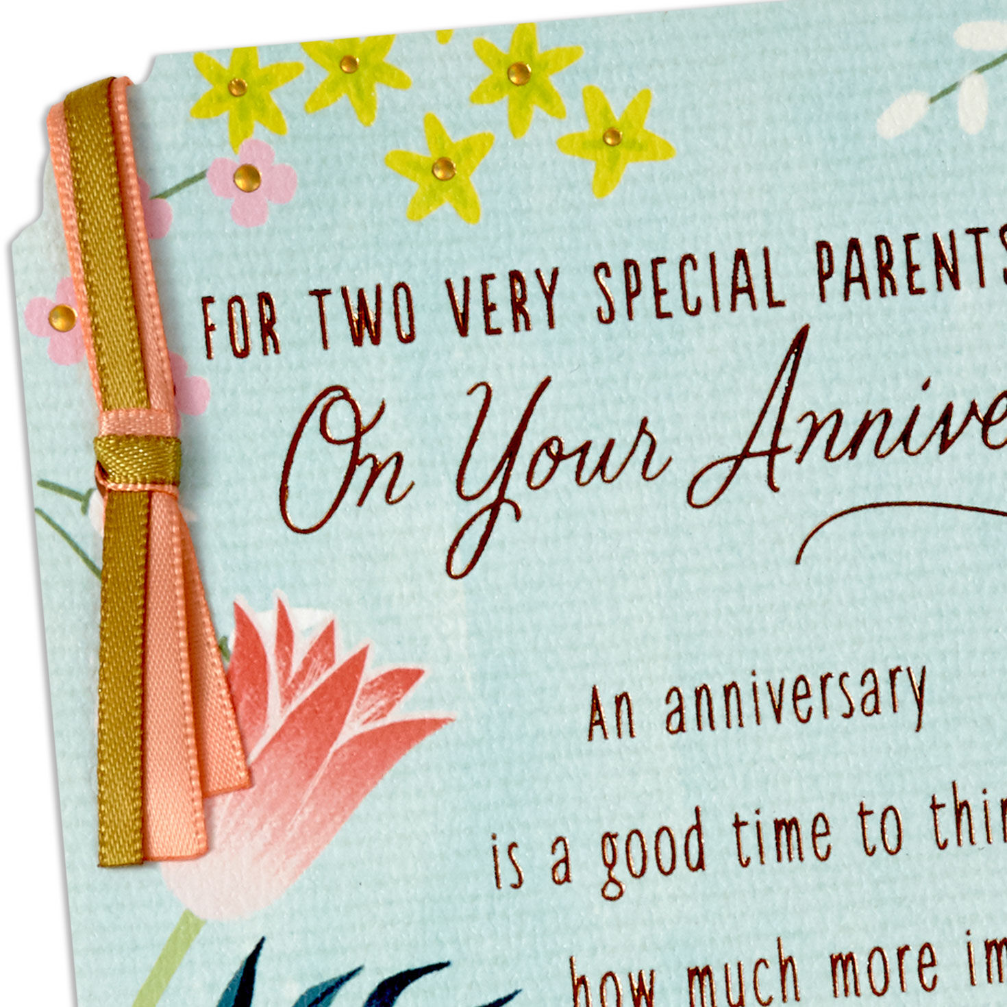 Tropical Flowers and Birds Anniversary Card for Parents Card Front Detail image number 4