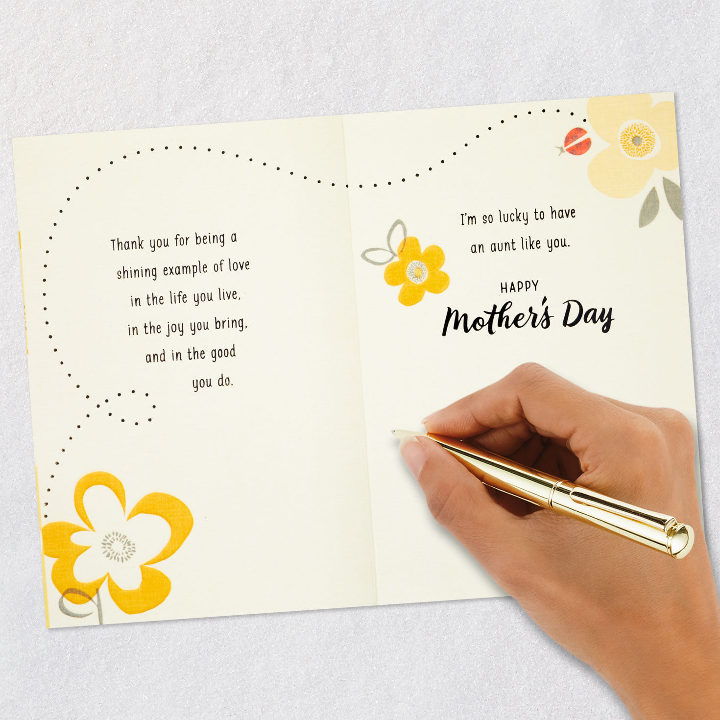 Yellow Flowers Mother's Day Card for Aunt signing card image number 7