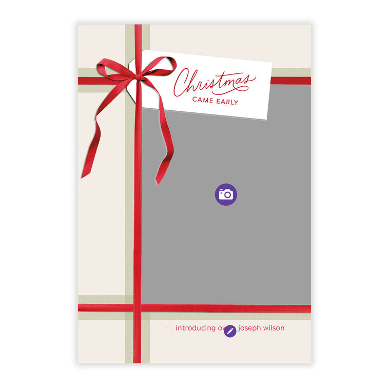 Christmas Came Early Baby Personalized Photo Card Card Front indicating personalization image number 5