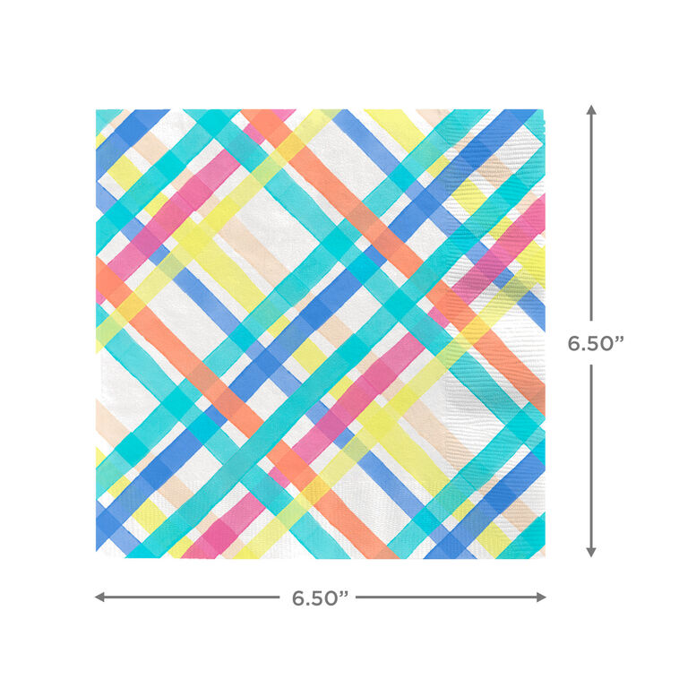 Bright Pastel Plaid Dinner Napkins, Set of 16, , large image number 3