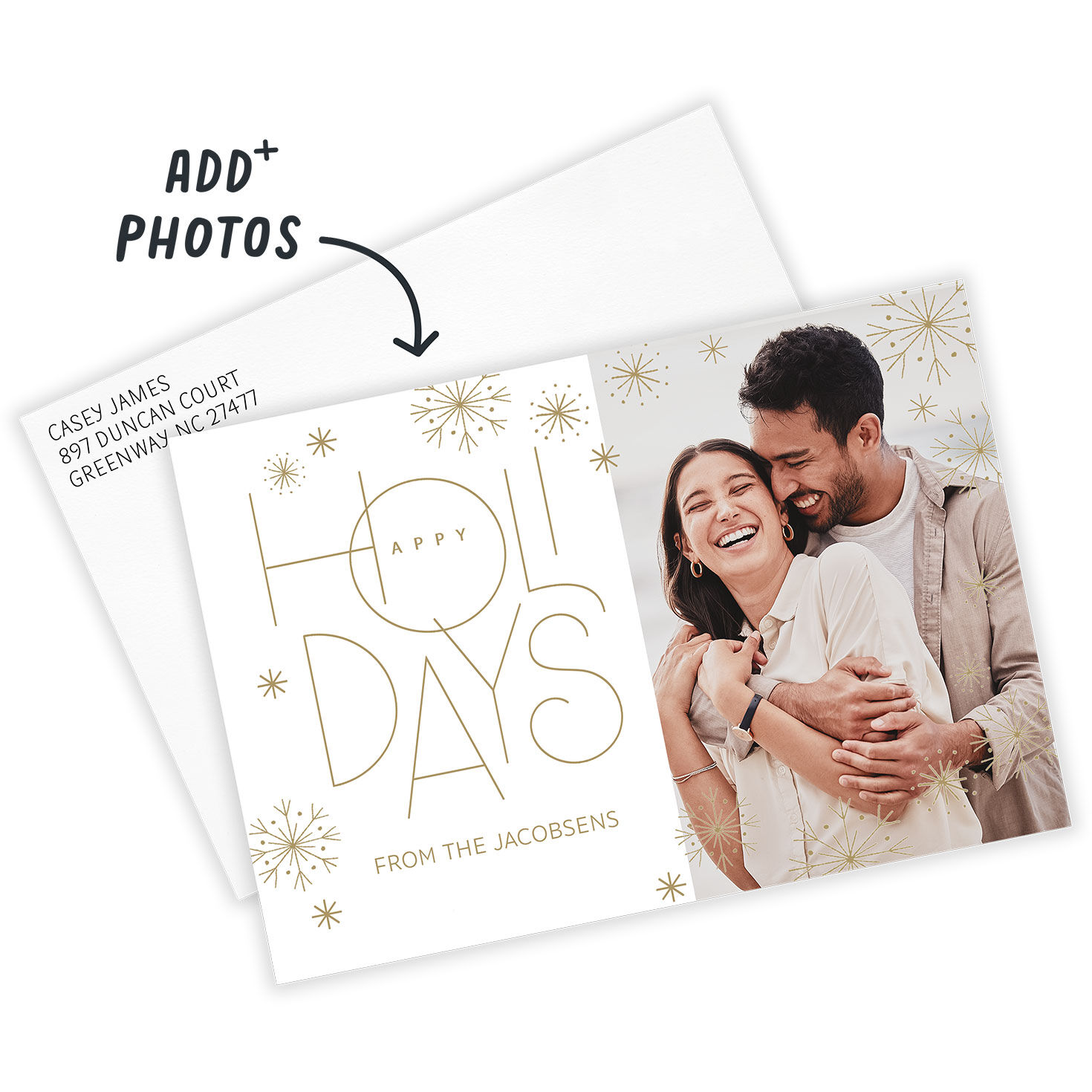 Elegant Sparkle and Snow Flat Holiday Photo Card, , large image number 2