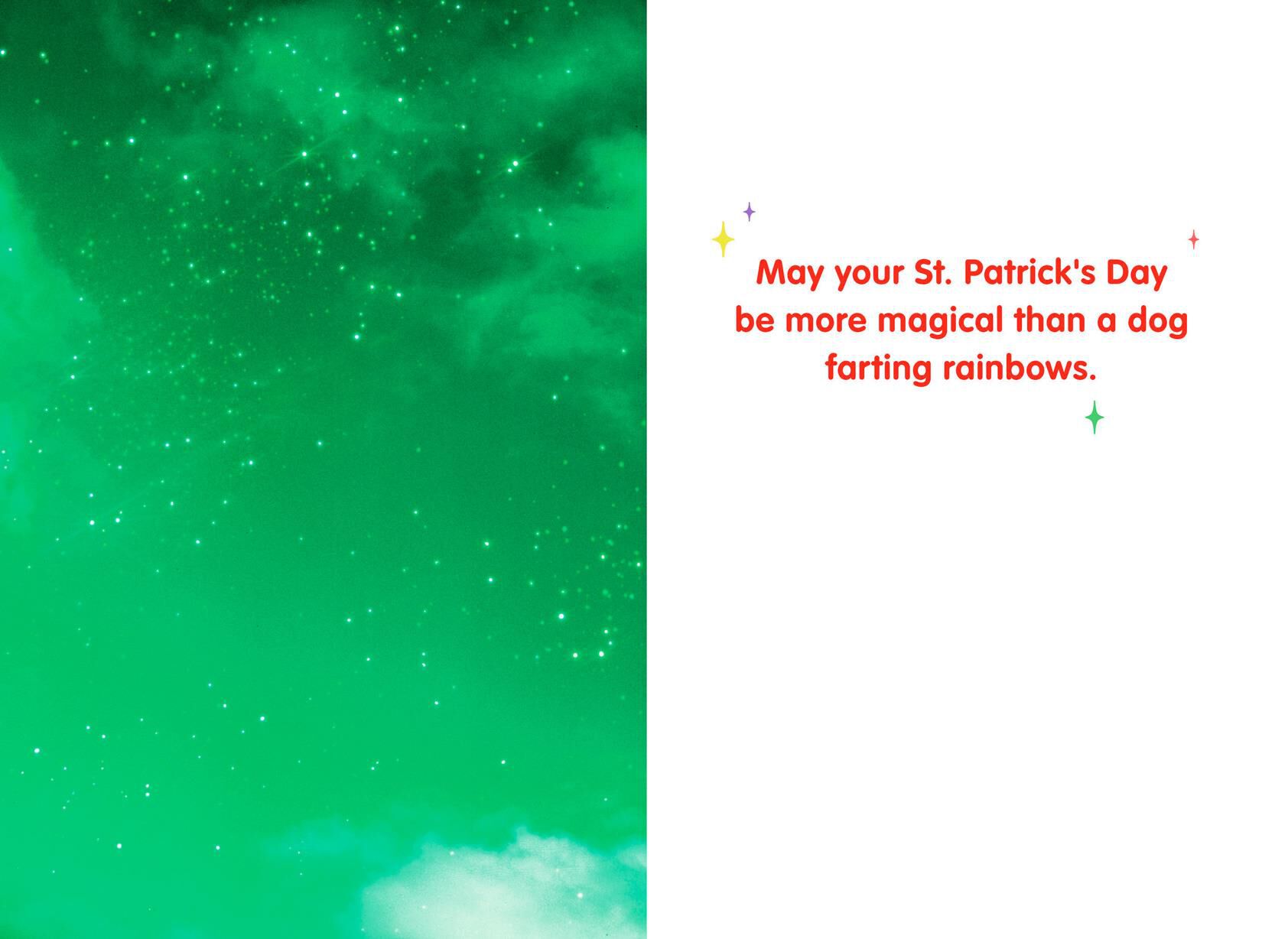 Dog Farting Shamrocks Funny St. Patrick's Day Card