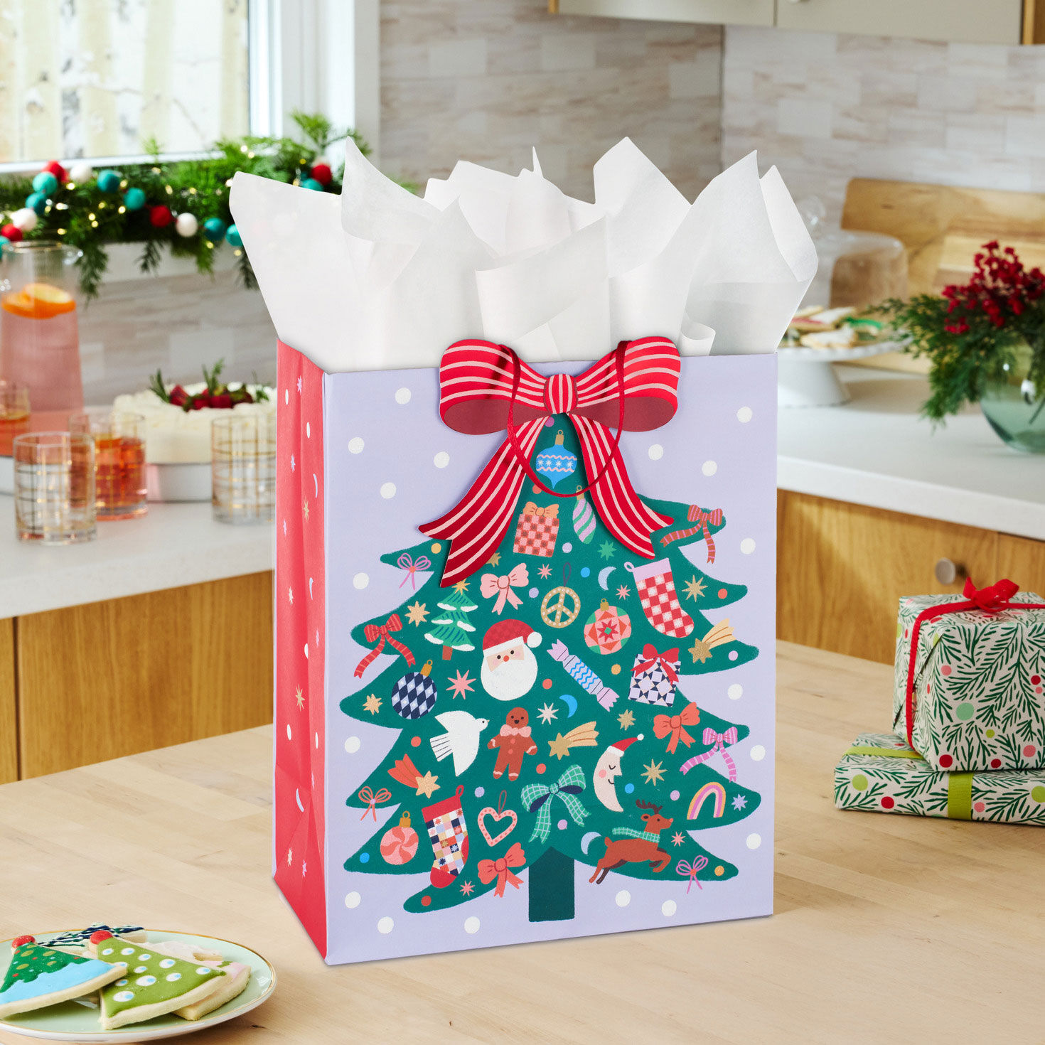 Cottagecore Tree Large Holiday Gift Bag in use image number 2