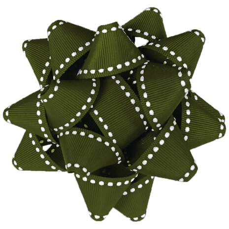 Green Ribbon Gift Bow With Saddle Stitch, 4 5/8", , large
