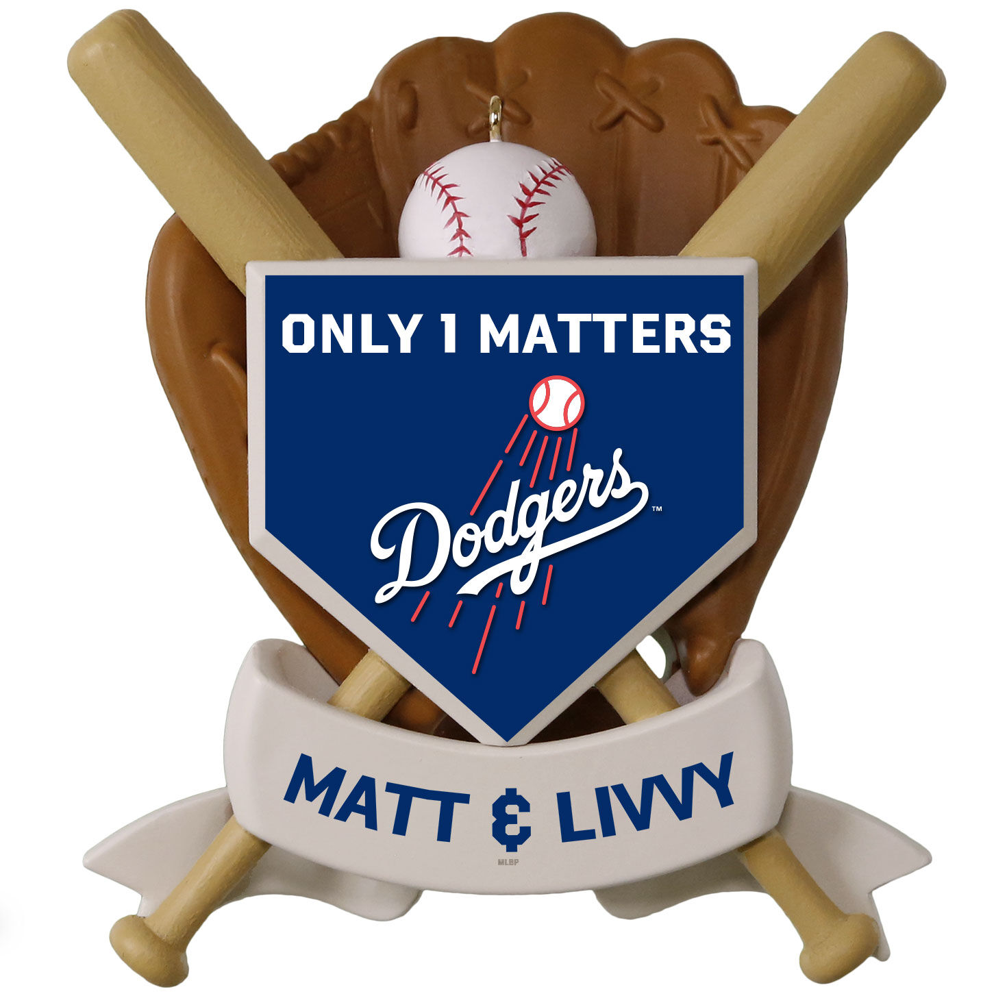 MLB Los Angeles Dodgers™ Baseball Personalized Ornament, Custom Text
