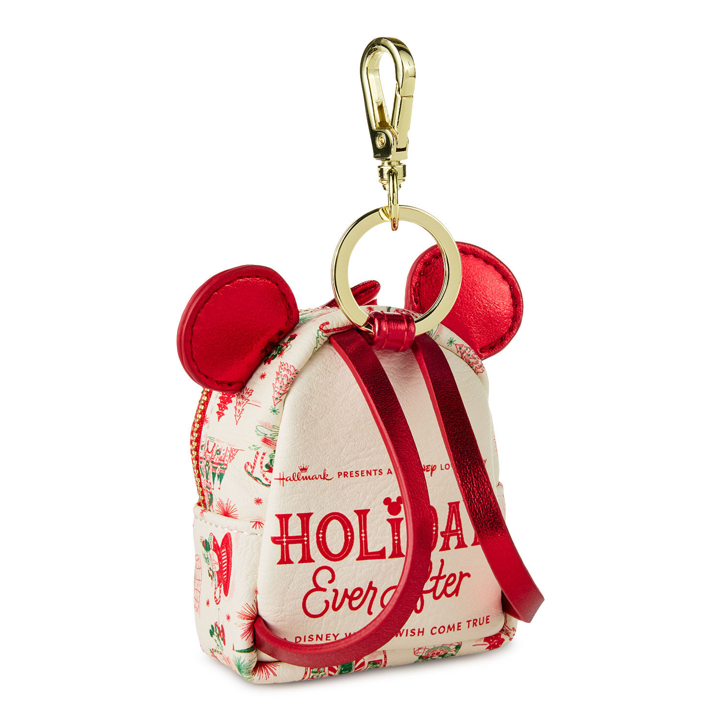 Red Gold Cream Minnie Ears Bag Charm Back image number 2