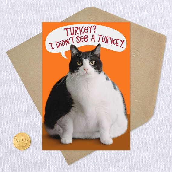 Fat Cat Funny Thanksgiving Card, , large image number 5