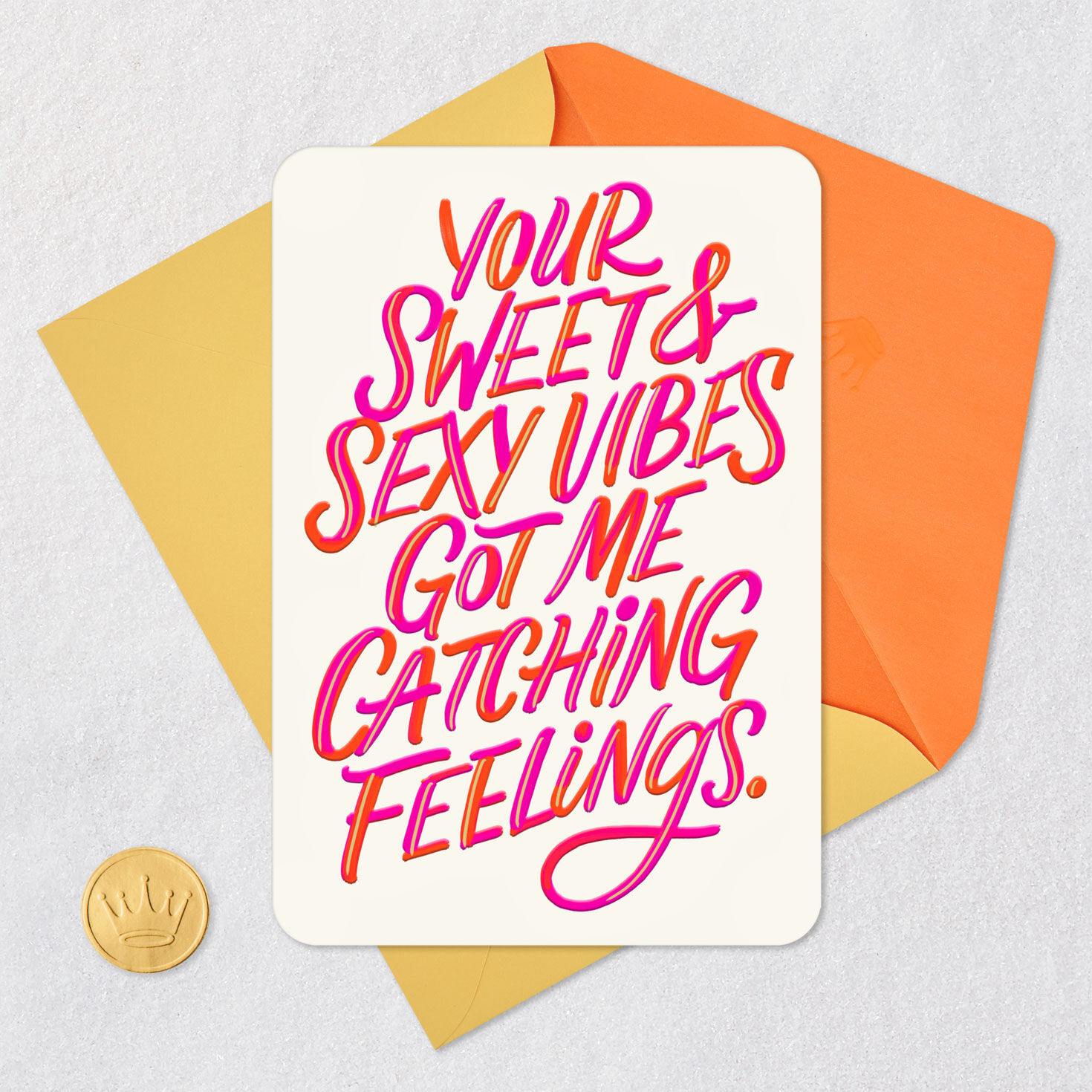 Pink and Orange Handwriting Love Card Card Front with Envelope and Gold Seal image number 5