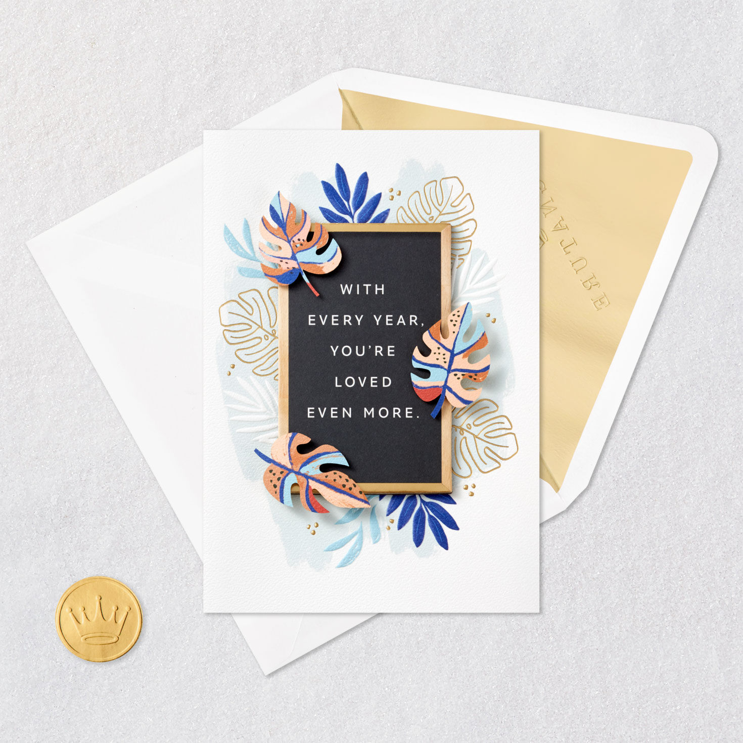 Letter Board and Leaves Father's Day Card Card Front with Envelope and Gold Seal image number 5