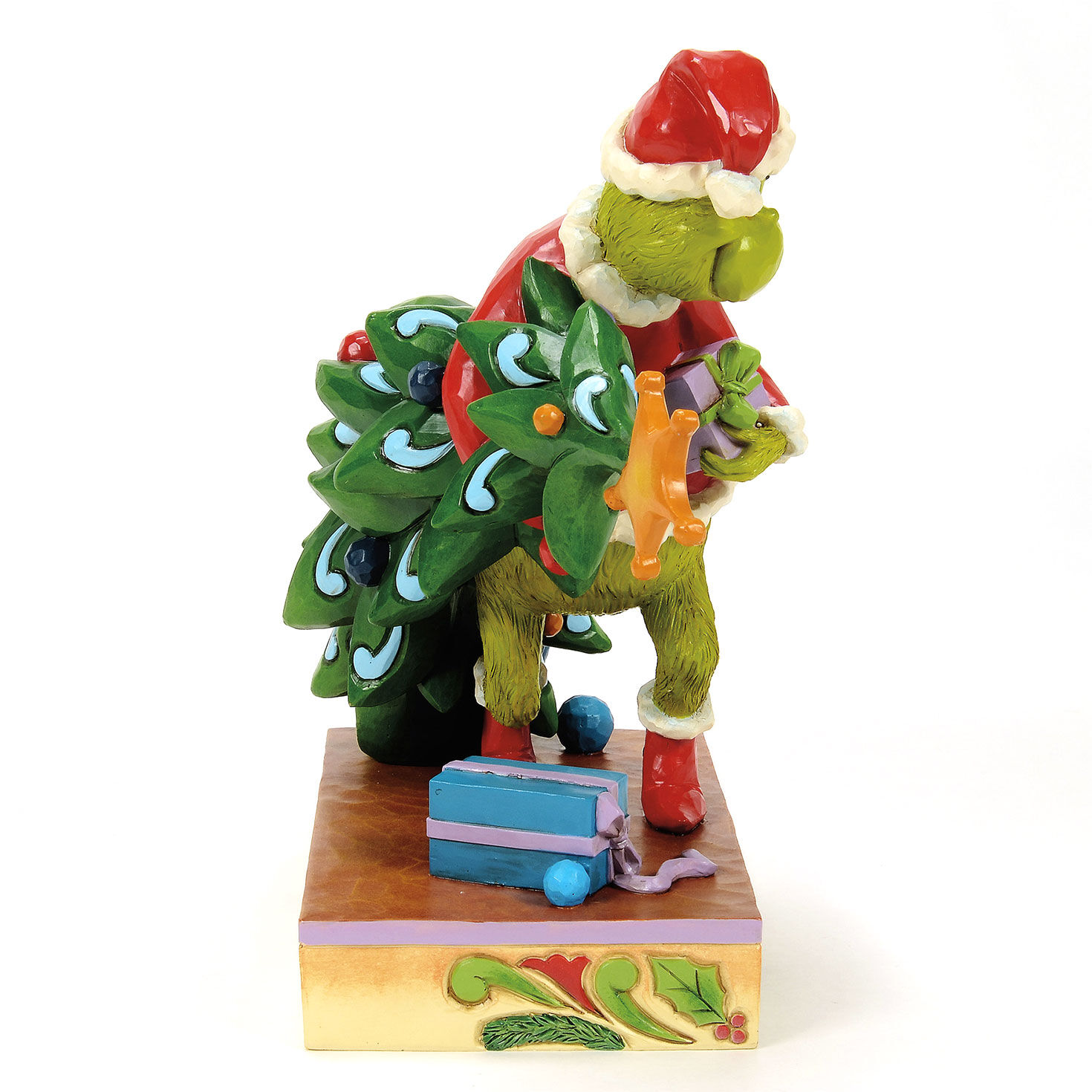 Jim Shore Grinch Stealing Christmas Tree Figurine angled image number 3