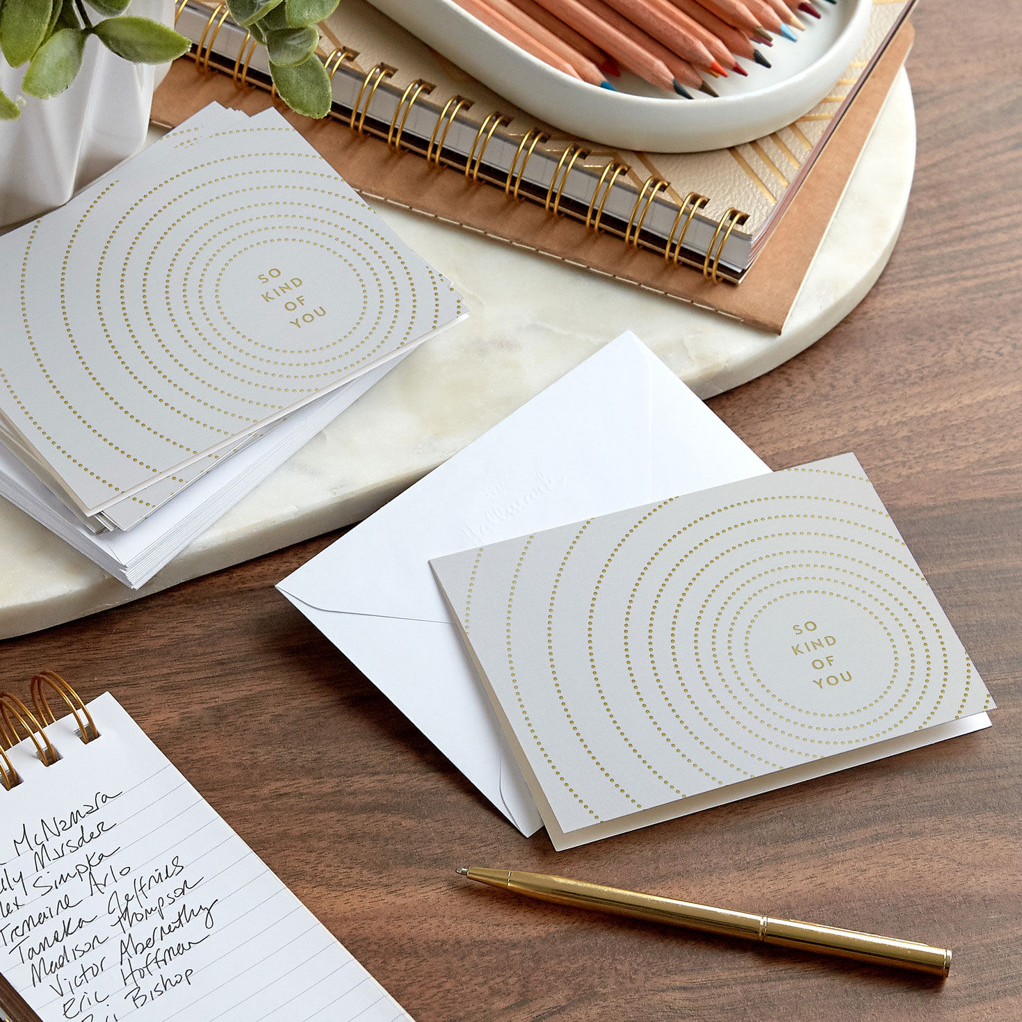 Gold Dot Circles Blank Thank You Note Cards Pack  image number 7