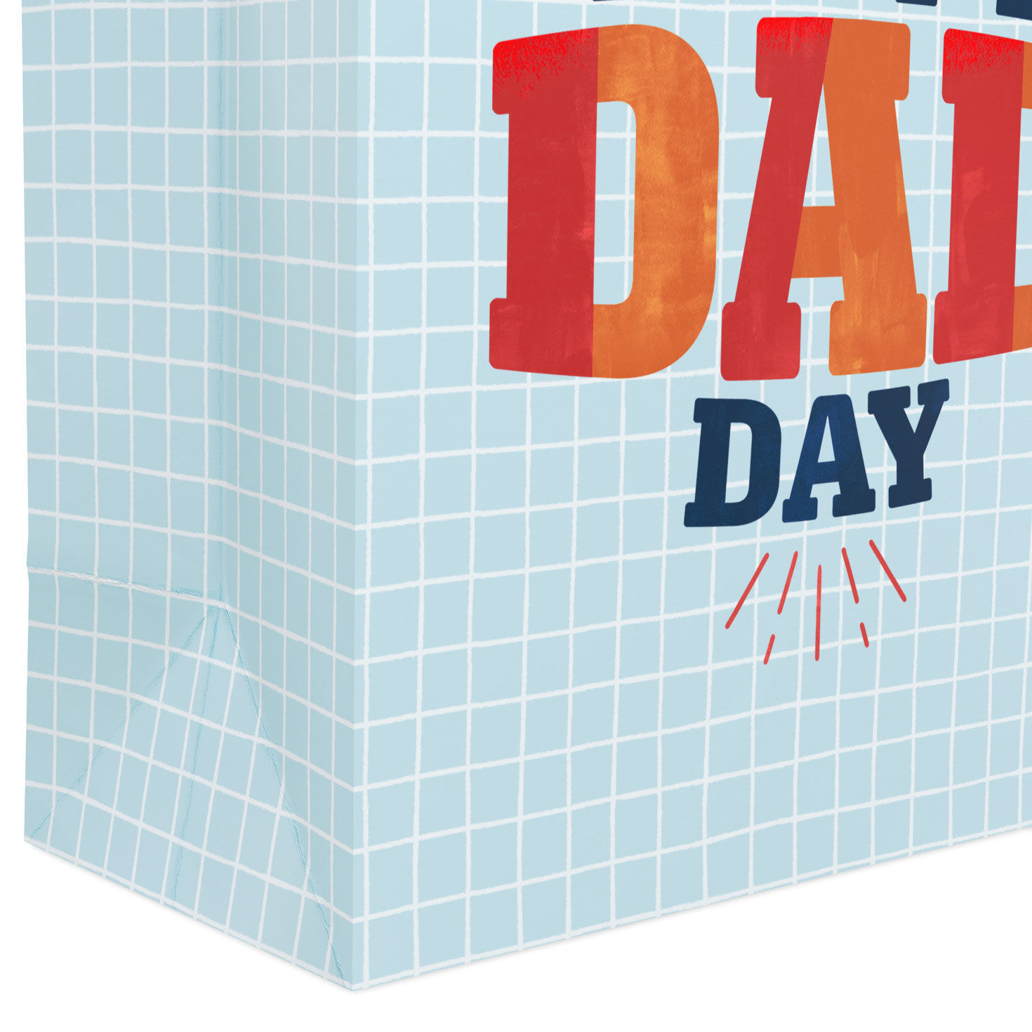 Light Blue Grid Happy Dad Day Small Gift Bag Base/Side Detail image number 5