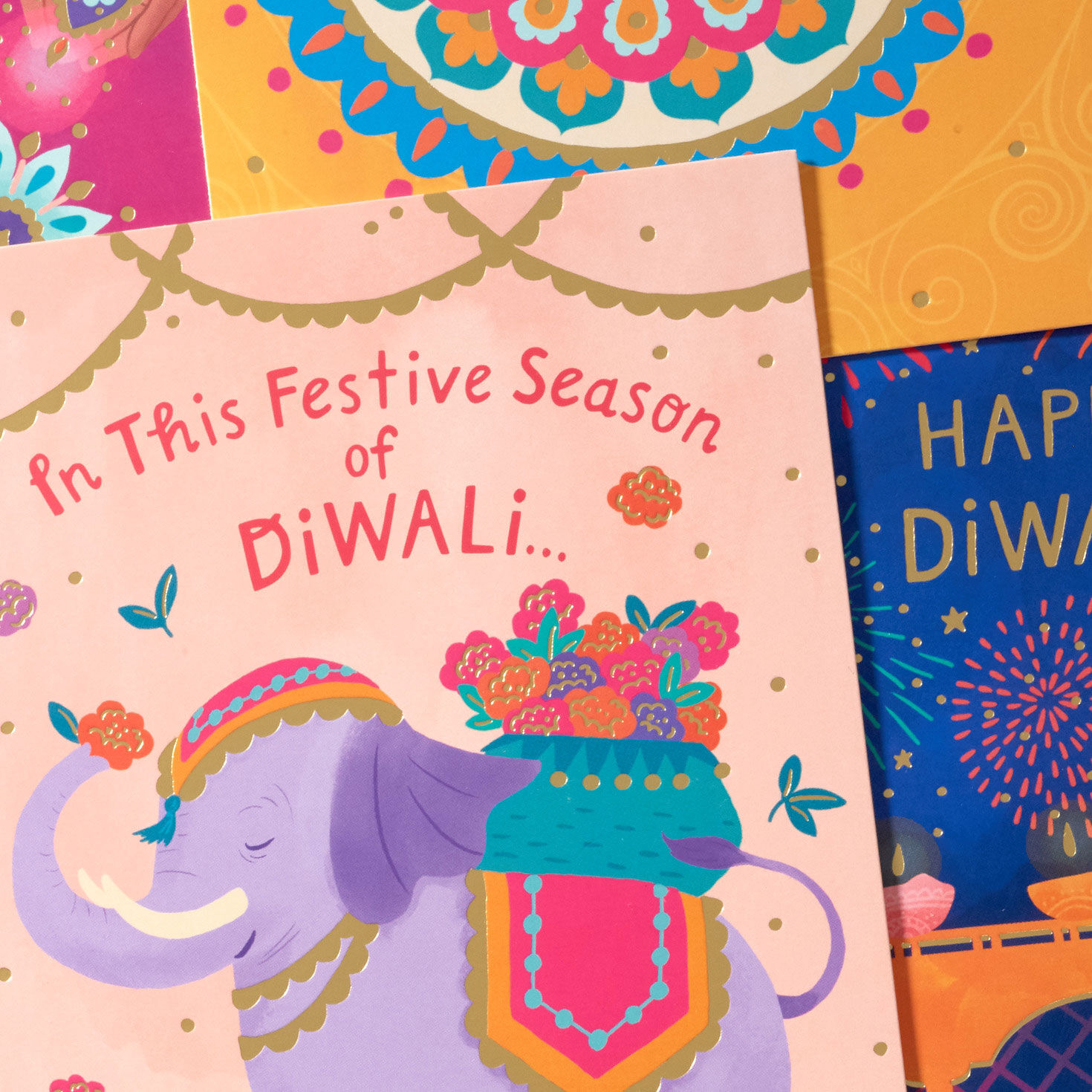 Colorful Mandala and Candle Diwali Card Assortment Cover Detail image number 4