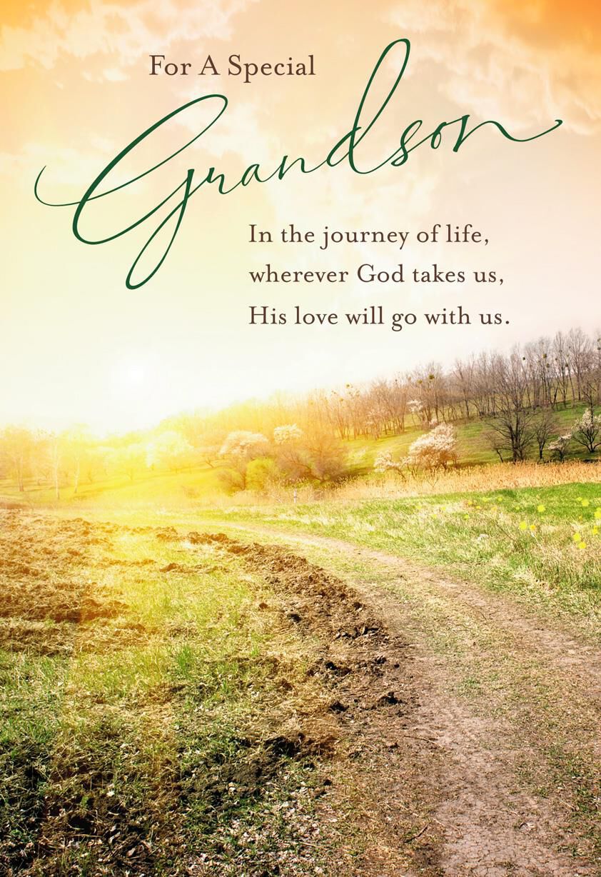 Sunset and Road Religious Birthday Card for Grandson Greeting Cards