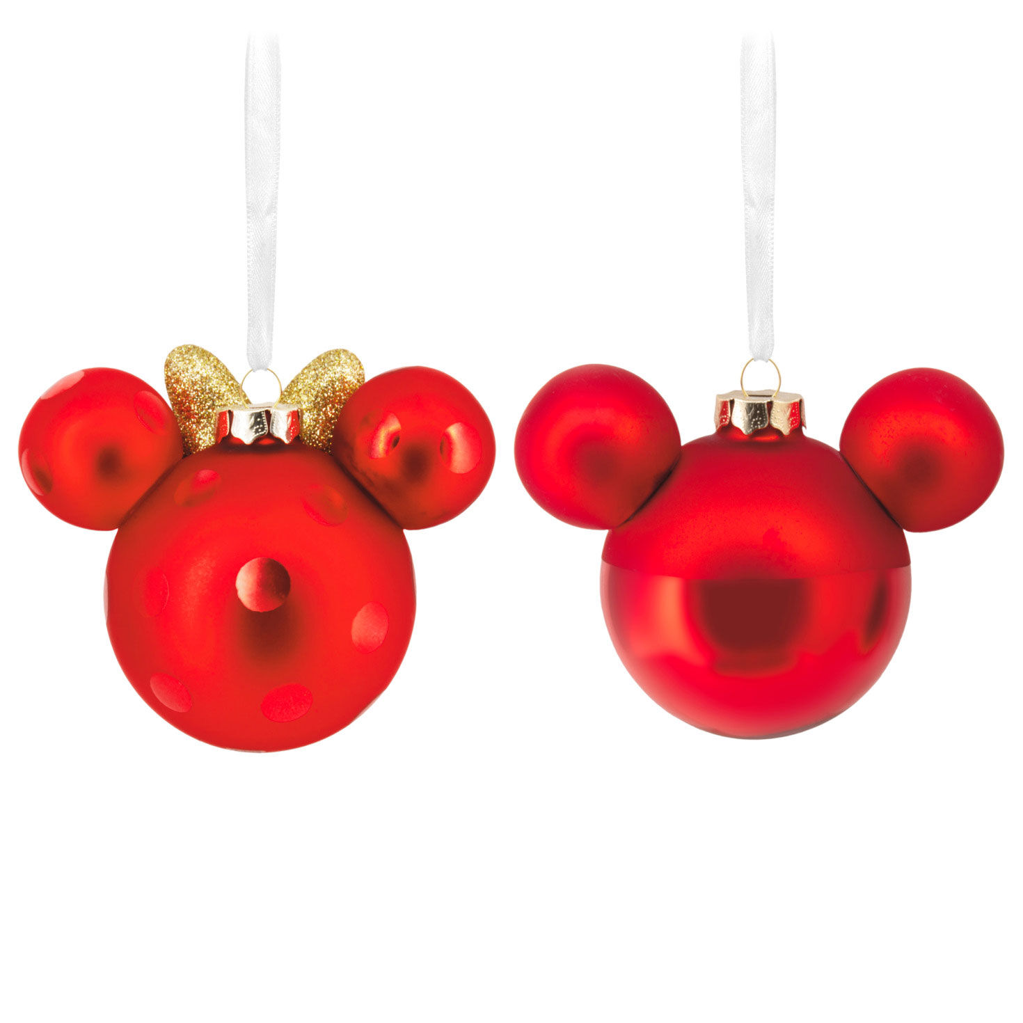 Disney Mickey and Minnie Ears Christmas Ornaments back image number 2