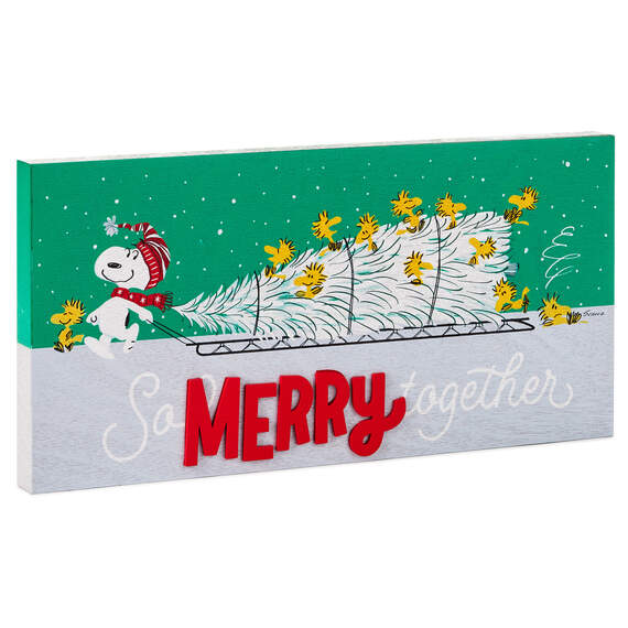 Peanuts® So Merry Together Wood Quote Sign, 14x7, , large image number 1
