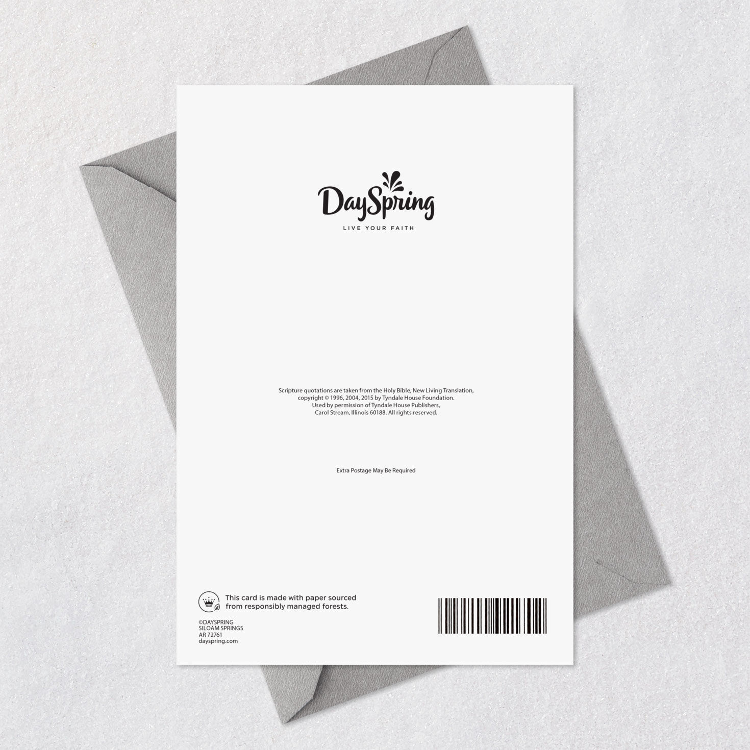 Rings in Heart Religious Wedding Card Card Back with Envelope image number 8