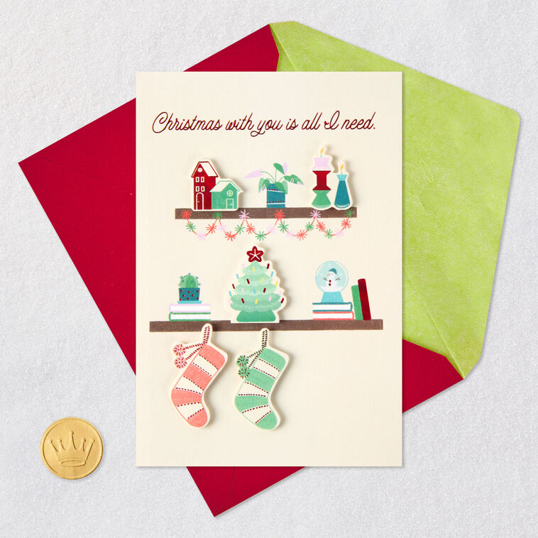 Holiday Shelves Romantic Christmas Card for Her Card Front with Envelope and Gold Seal image number 7