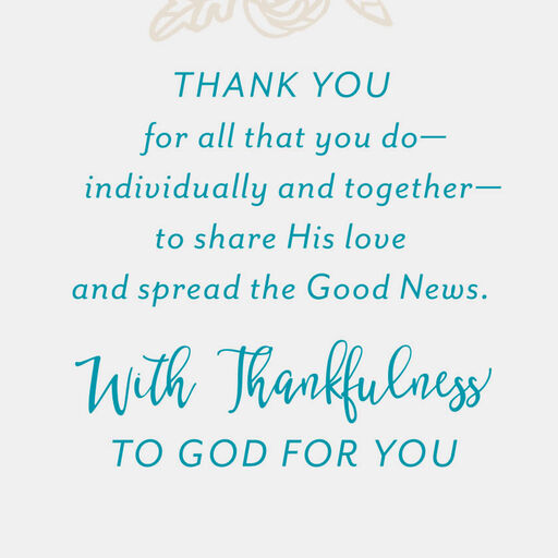 Your Ministry Together Religious Clergy Appreciation Card for Pastor and Wife, 