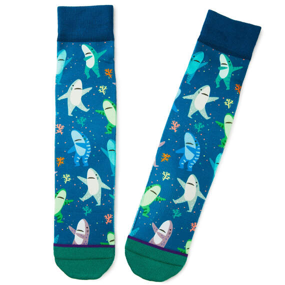Dancing Sharks Fun Crew Socks, , large image number 1