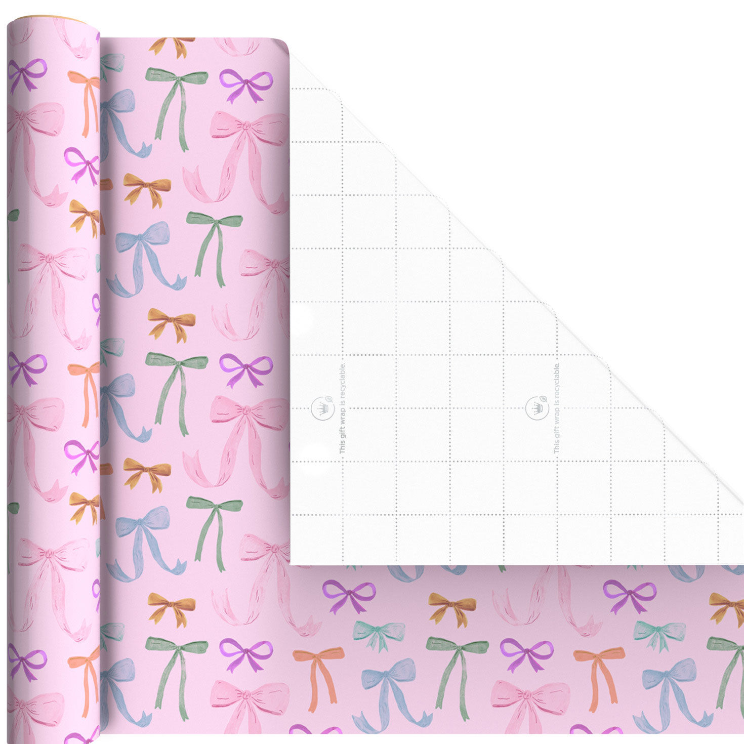 Solid Pink Bows and Diamonds Mini Gift Wrap Rolls Wrap Square image number 5