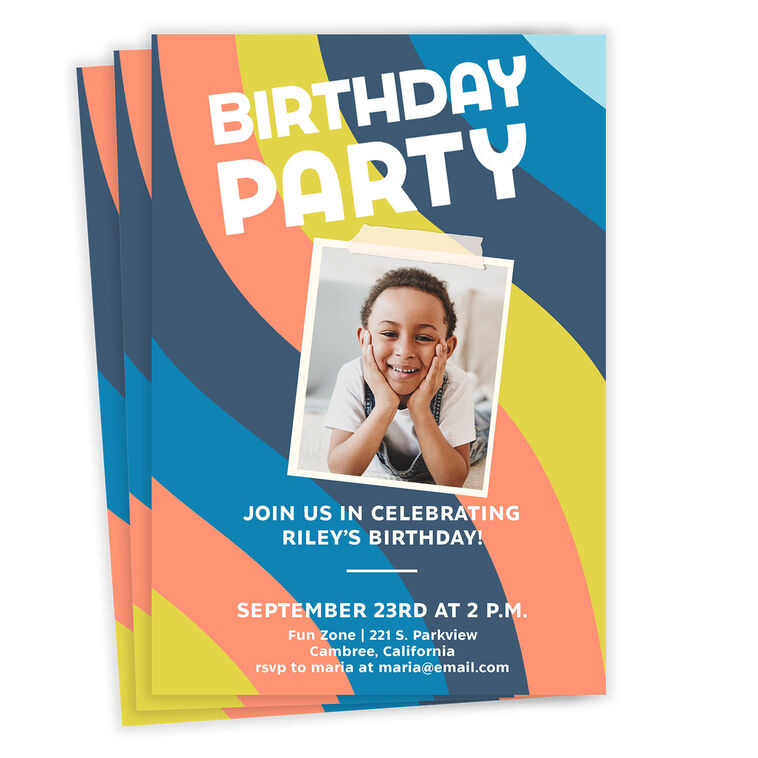 Blue Waves Birthday Invitation