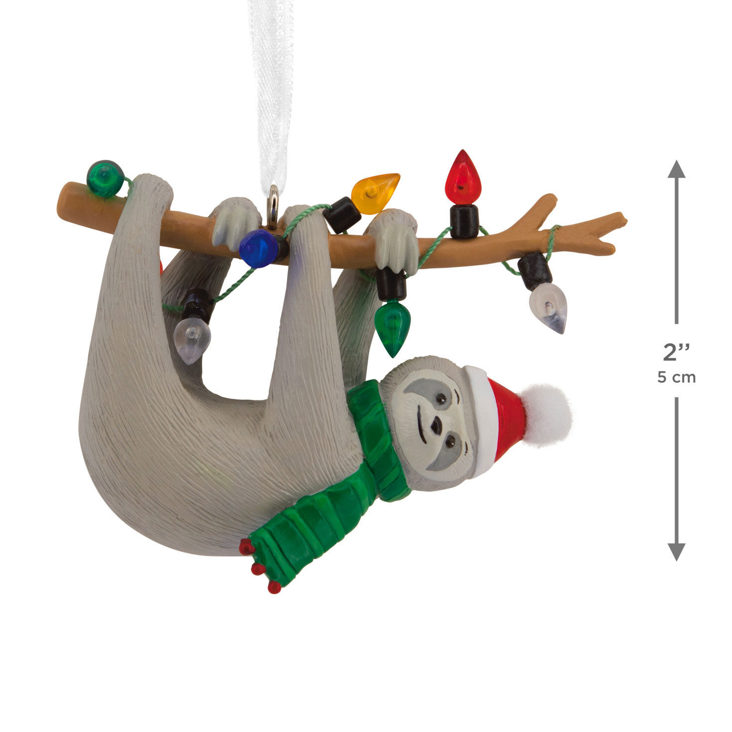 Sloth on Tree Branch Christmas Ornament measurement image number 3