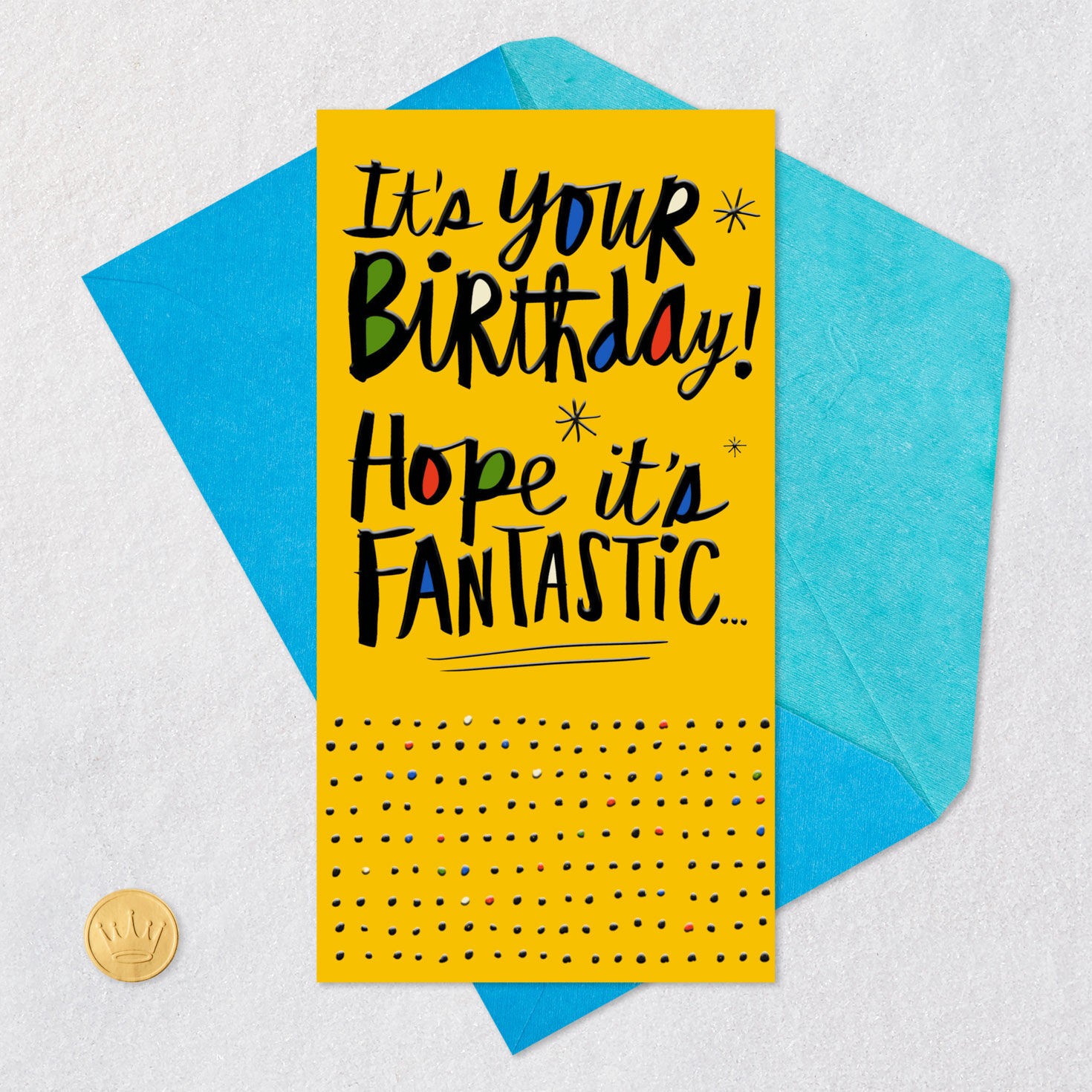 Dots and Doodles Money Holder Birthday Card Card Front with Envelope and Gold Seal image number 6