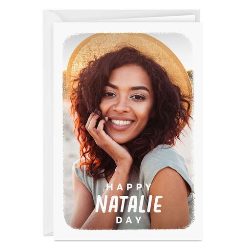 Personalized White Outline Any Occasion Photo Card, 