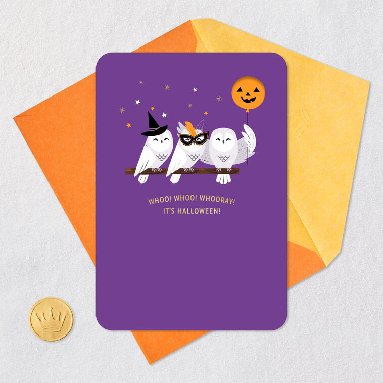 Happy-Go-Party Owls Halloween Card, , large image number 5
