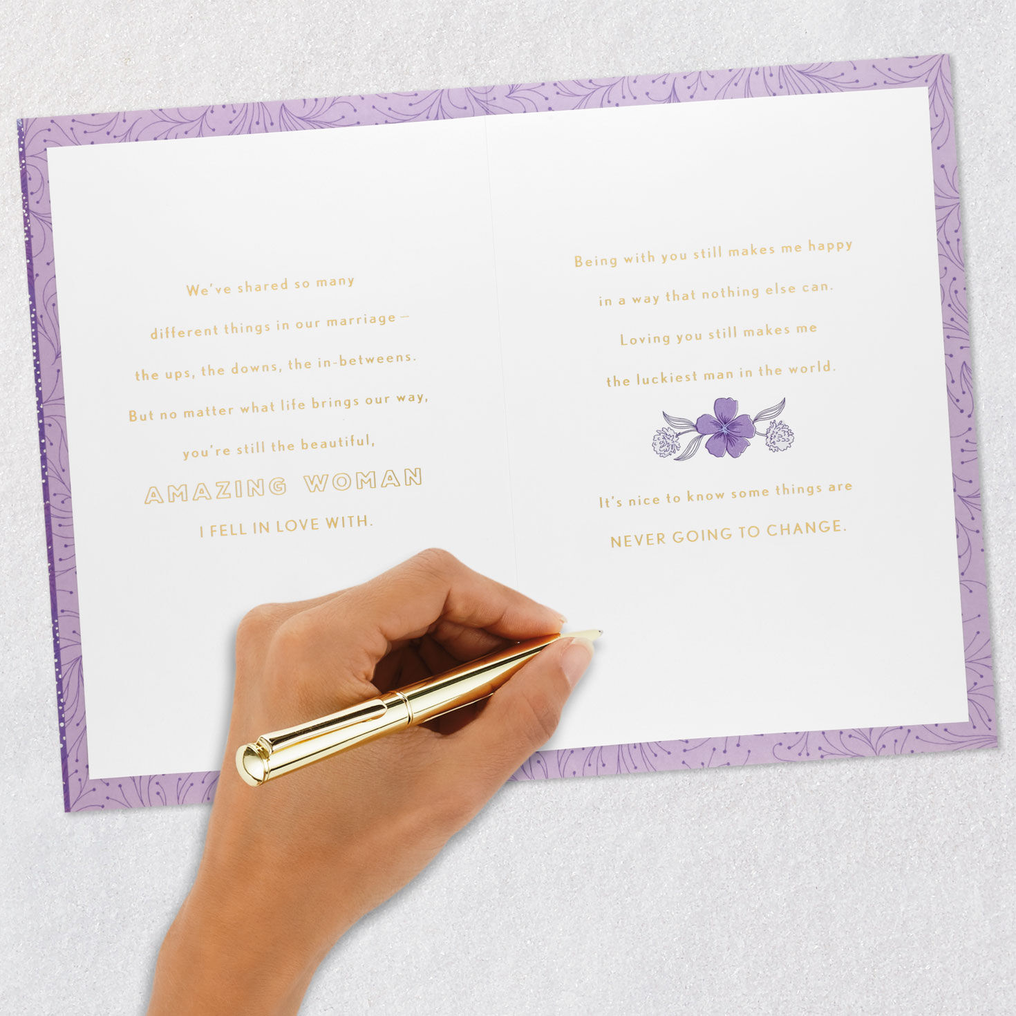 Blue and Purple Flowers Wife Anniversary Card Signing card image number 7
