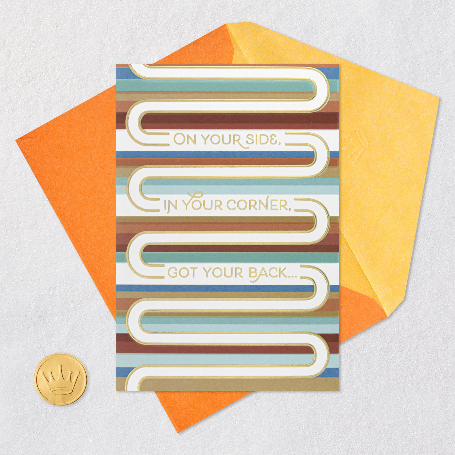 Stripes and Curved Lines Encouragement Card Card Front with Envelope and Gold Seal image number 5