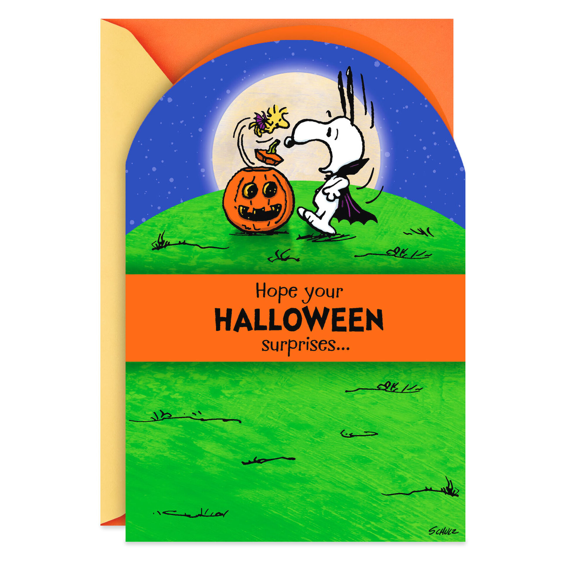 Peanuts® Vampire Snoopy and Woodstock Halloween Card Greeting Cards
