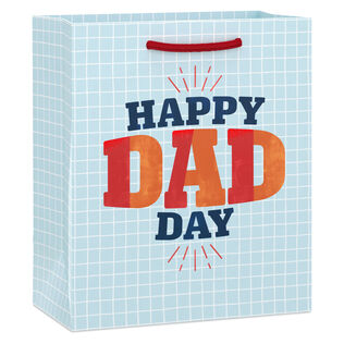 6.5" Happy Dad Day on Blue Grid Small Gift Bag