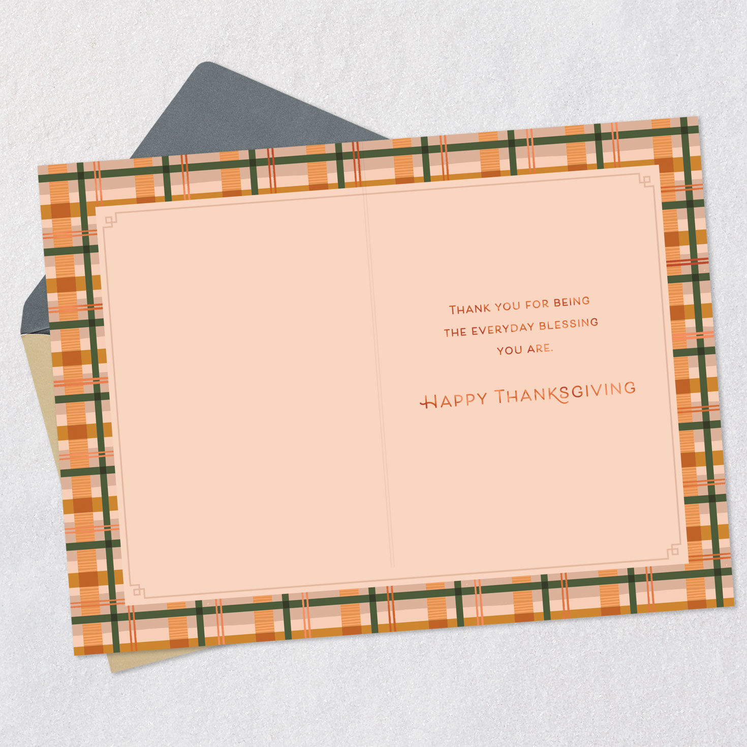 Fall Plaid and Berries Thanksgiving Card Open card with envelope image number 3